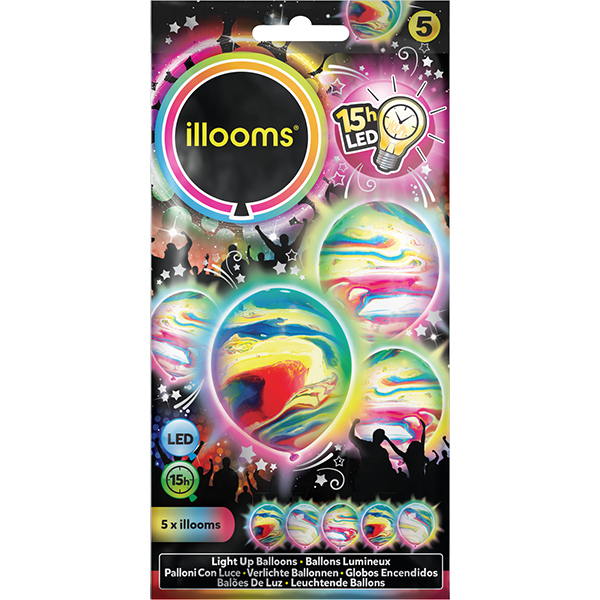 5 LED Ballons Assortis Marble