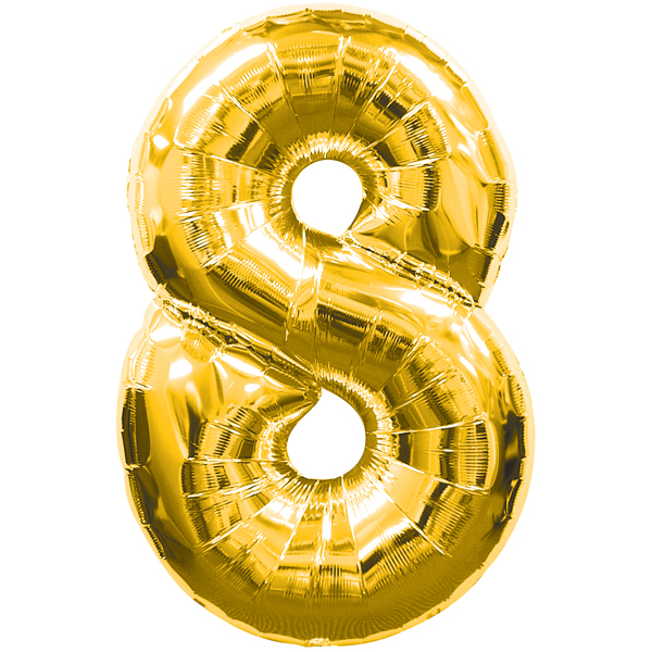 Ballon feuille chiffre 8 Or