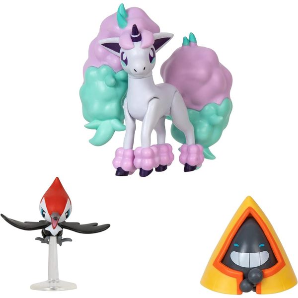 Pokémon pack de 3 figurines Picassaut, Ponyta de Galar et Stalgamin