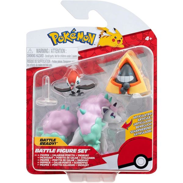 Pokémon pack de 3 figurines Picassaut, Ponyta de Galar et Stalgamin