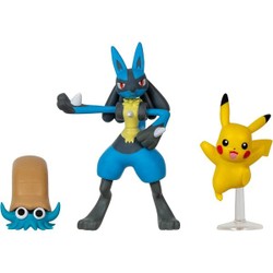 Pokémon pack de 3 figurines Amonita, Lucario et Pikachu