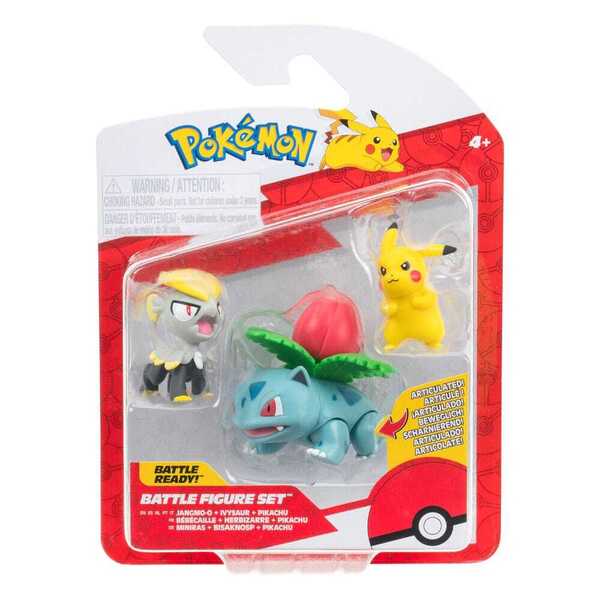 Pack de 3 figurines - Bébécaille, Herbizarre et Pikachu