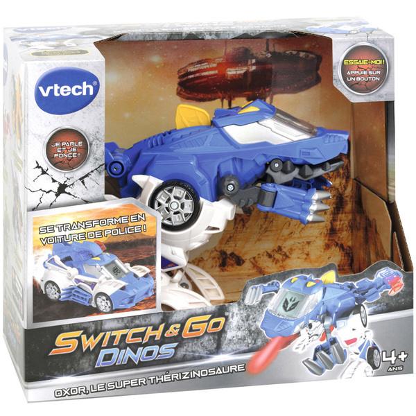 Voiture de police Oxor super Thérizinosaure - Switch & Go Dinos