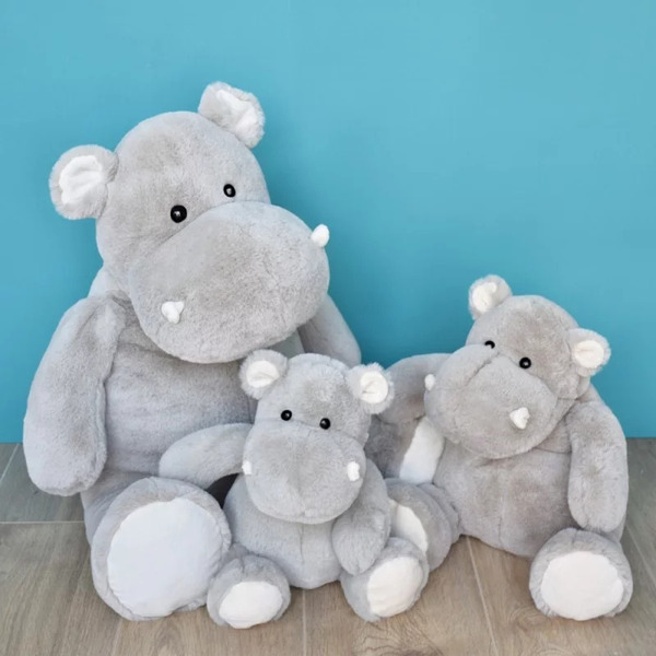 Peluche Hippopotame Gris - 25 cm