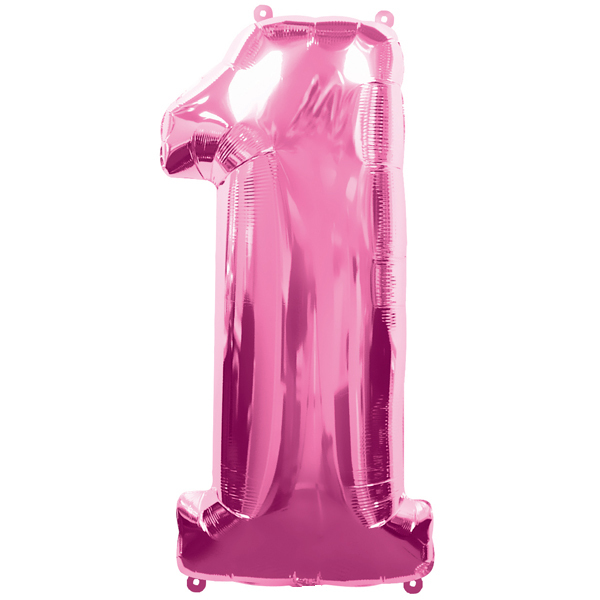 Ballon feuille chiffre 1 Rose