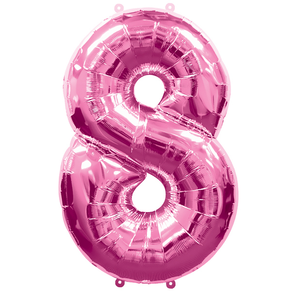 Ballon feuille chiffre 8 Rose