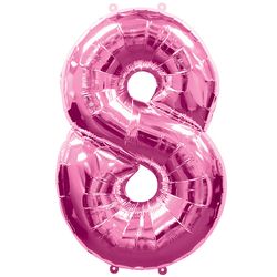 Ballon feuille chiffre 8 Rose