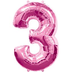 Ballon feuille chiffre 3 Rose