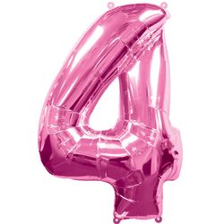 Ballon feuille chiffre 4 Rose