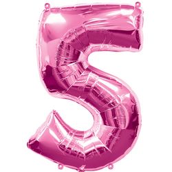 Ballon feuille chiffre 5 Rose