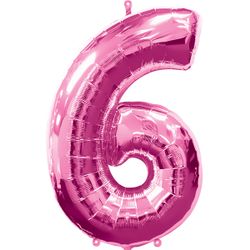Ballon feuille chiffre 6 Rose