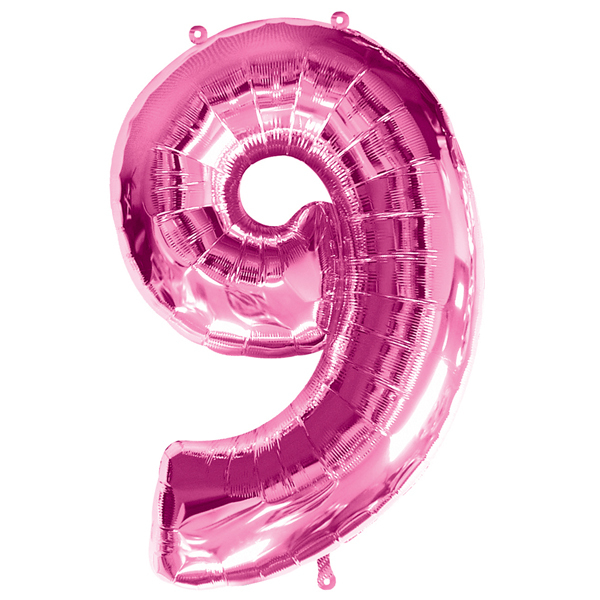 Ballon feuille chiffre 9 Rose