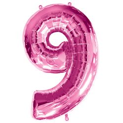 Ballon feuille chiffre 9 Rose