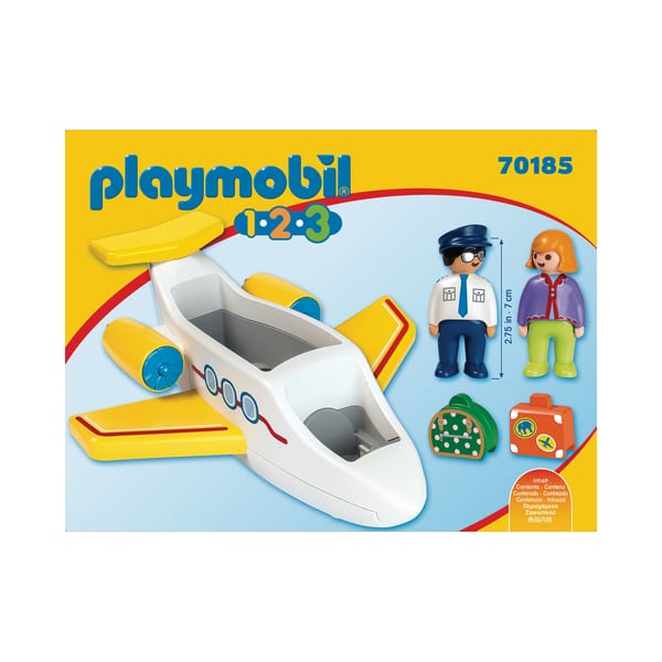 Playmobil 70185 - playmobil 1.2.3 - avion avec pilote et