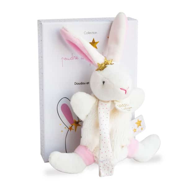 Doudou attache sucette lapin fleurs