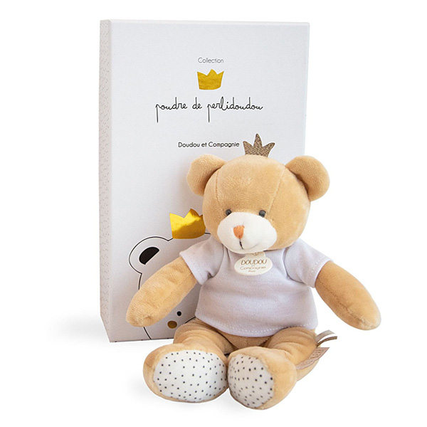 Doudou ours petit roi pantin