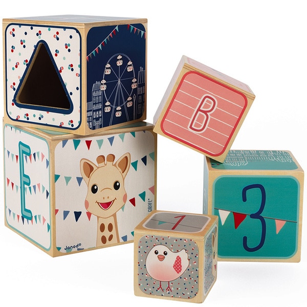 Pyramide en bois 5 cubes Sophie la Girafe