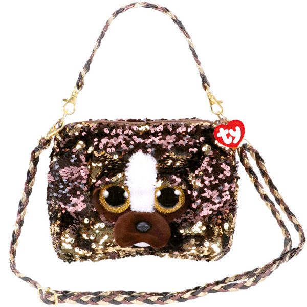 Sac à bandoulière peluche sequins Brutus le chien 20 cm