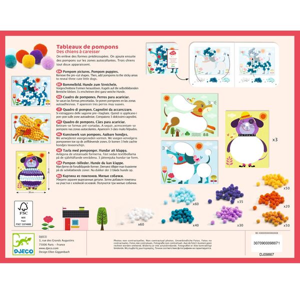 Kit tableaux de pompons - Des chiens à caresser