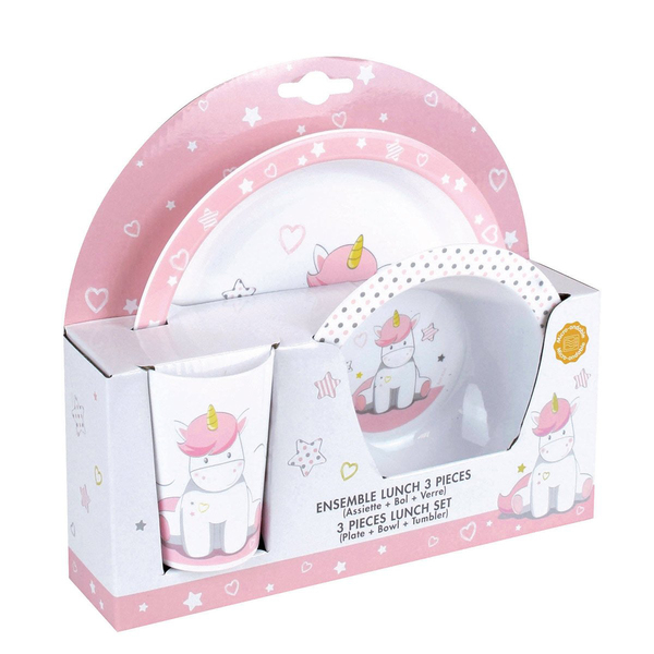 Coffret repas 3 pièces licorne