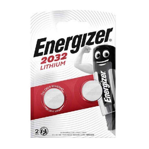 2 Piles bouton CR2032, 3v lithium, Energizer