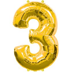 Ballon feuille chiffre 3 Or
