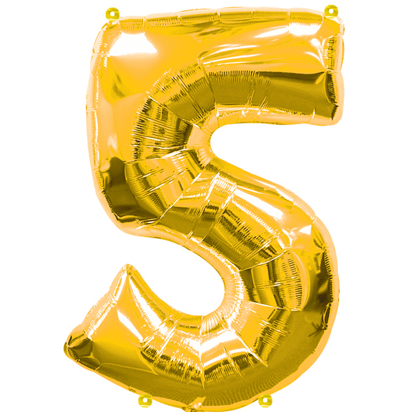 Ballon feuille chiffre 5 Or