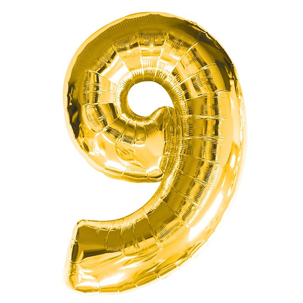 Ballon feuille chiffre 9 Or