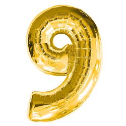 Ballon feuille chiffre 9 Or