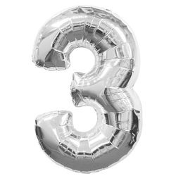 Ballon feuille chiffre 3 argent