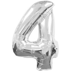 Ballon feuille chiffre 4 argent