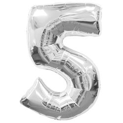 Ballon feuille chiffre 5 argent