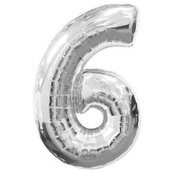 Ballon feuille chiffre 6 argent