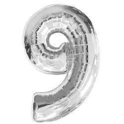 Ballon feuille chiffre 9 argent