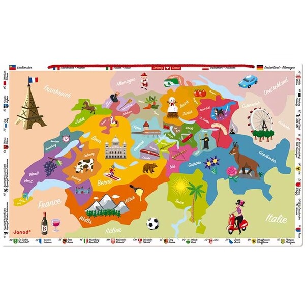 La carte magnétique de Suisse - Puzzle en bois