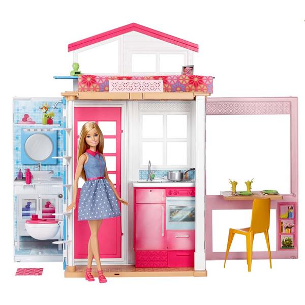 Maison Barbie avec 3 poupées