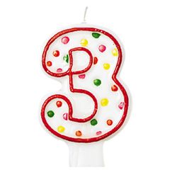 Bougie à pois chiffre 3