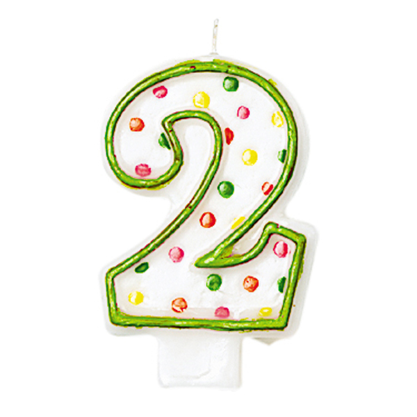 Bougie à pois chiffre 2