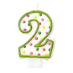 Bougie à pois chiffre 2