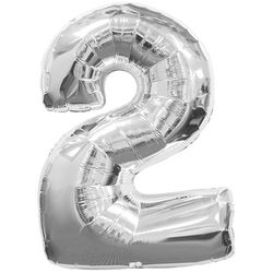 Ballon feuille chiffre 2 argent