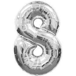Ballon feuille chiffre 8 argent