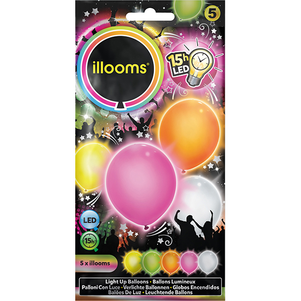 5 Ballons LED summer, ass.