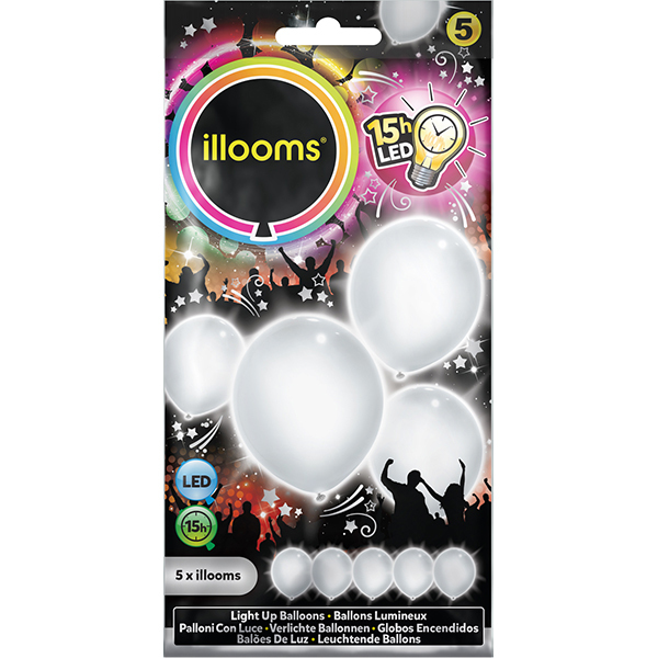 5 Ballons LED blanc