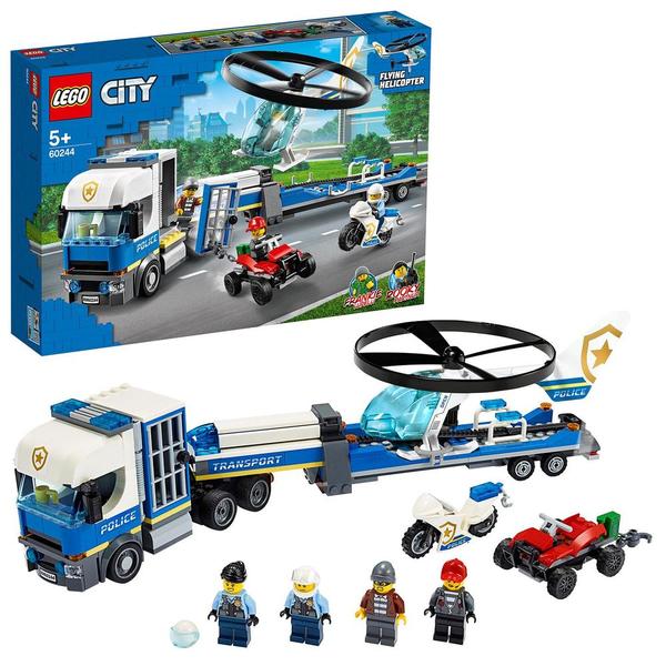 Lego® city - le transport de l'hélicoptère de la police, jouet de