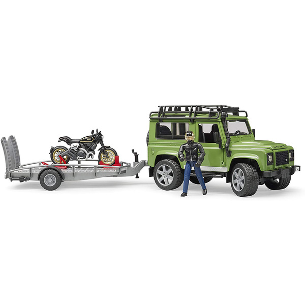 Kit véhicules Land Rover - moto et remorque Bruder : King Jouet ...