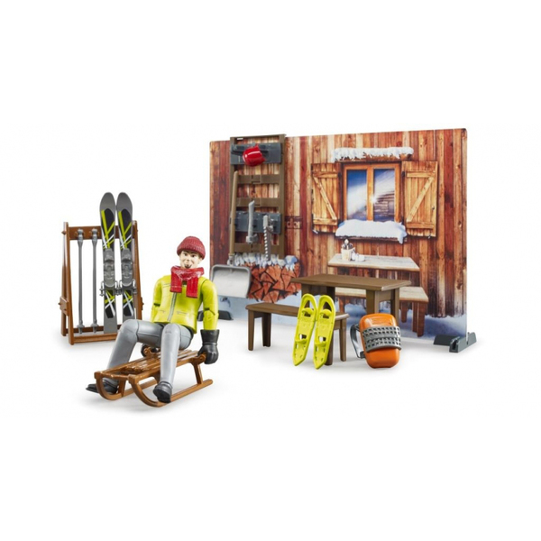 Station de montagne + figurine et motoneige miniatures