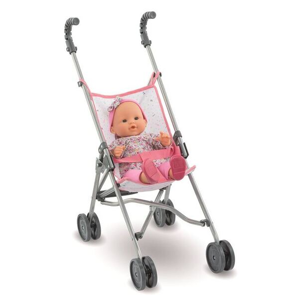 Poussette canne rose pour poupons de 36 à 42 cm