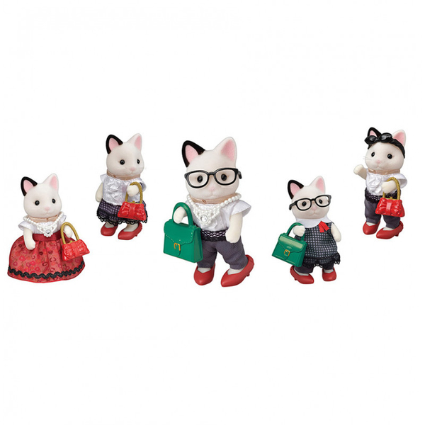 Sylvanian Families - 5462 - Grande sœur chat bicolore et sa valisette de mode