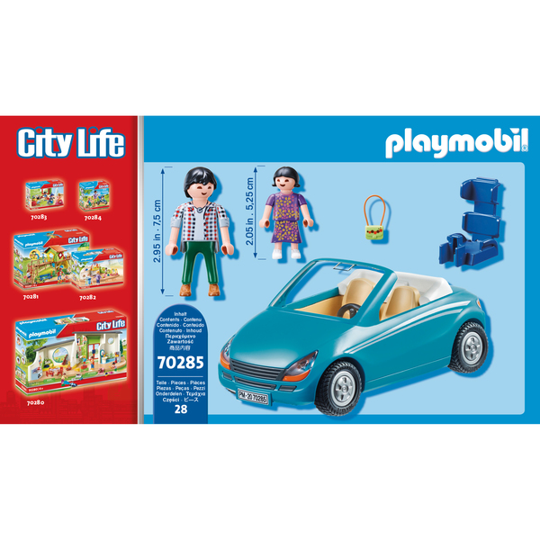 70285 - Playmobil City Life - Papa avec enfant et voiture cabriolet