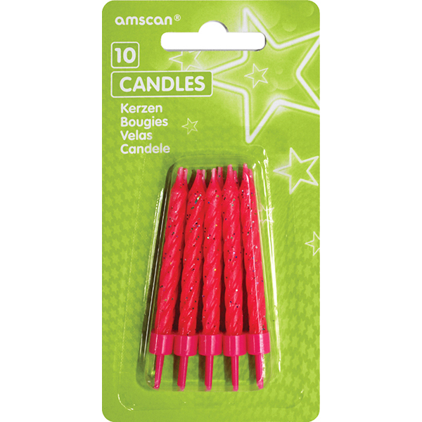 10 Bougies anniversaire scintillantes rose